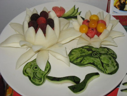 五种荷花水果拼盘大全大图,美好的荷花水果拼盘名称寓意